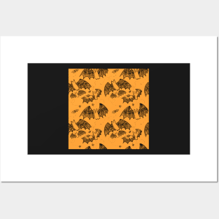 Orange and Black Lace Bats Posters and Art